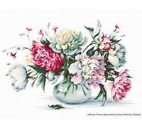 Luca-S LB2263 Kit pour Point de Croix Compté Motif Vase de Pivoines Rose 23 x 34,5 cm