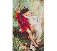 Luca-S LB415 Kit pour Point de Croix Compté Motif Le Printemps des Amants 59,5 x 36,5 cm