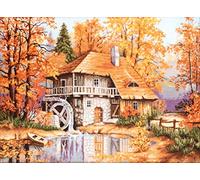 Luca-S LB481 Kit pour Point de Croix Compté Motif Moulin en Automne 37 x 52 cm