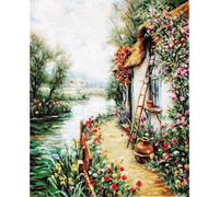 Luca-S set de point de croix "Along the river", motif de comptage, 28x24cm