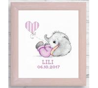 Luca-S set point de croix avec cadre "Baby Mädchen I", motif à compter, 23x24,5cm