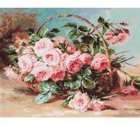 Luca-S set point de croix "Corbeille avec roses", modèle à compter, 42,5x34cm