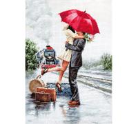 Luca-S set point de croix "Couple à la gare", modèle à compter, 22x31cm