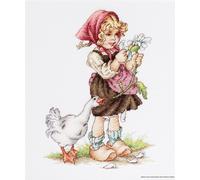 Luca-S set point de croix "fille avec une oie", motif à compter, 14,5x20cm