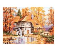 Luca-S set point de croix "Paysage d'automne", motif à compter, 52x37cm