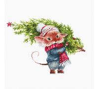 Luca-S set point de croix "souris et sapin", motif de comptage, 22x15cm
