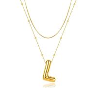 LUCA SMITH Colliers initiales pour femme, chaîne ras du cou délicate avec bulle, lettre de l'alphabet, 45+5cm(17.7+2''), Laiton, Pas de gemme