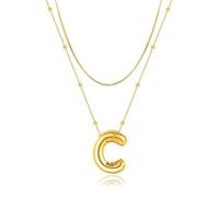 LUCA SMITH Colliers initiales pour femme, chaîne ras du cou délicate avec bulle, lettre de l'alphabet, 45+5cm(17.7+2''), Laiton, Pas de gemme