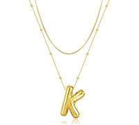 LUCA SMITH Colliers initiales pour femme, chaîne ras du cou délicate avec bulle, lettre de l'alphabet, 45+5cm(17.7+2''), Laiton, Pas de gemme