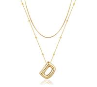 LUCA SMITH Colliers initiales pour femme, chaîne ras du cou délicate avec bulle, lettre de l'alphabet, 45+5cm(17.7+2''), Laiton, Pas de gemme