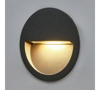 Lucande applique encastrable LED Loya, Ø 11,5 cm, gris, IP54 Loya, noir, Aluminium, Moderne, Applique extérieure