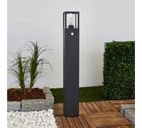 Lucande Borne lumineuse Klemens, 90 cm, détecteur, anthracite, E27 Klemens, noir, Aluminium, Moderne