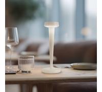 Lucande Bougeoir LED rechargeable Lea, vase, beige, 28 cm Lea Lucande, dimmable, beige, Salon / Salle à manger, Métal, Moderne