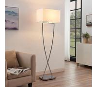 Lucande Evaine Lampadaire Chromé, Abat-Jour Blanc Blanc