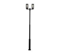 Lucande Lampadaire extérieur Siveta à intensité variable (Moderne) en Noir Aluminium (à 2 lampes, E27) Candélabre luminaire d’extérieur
