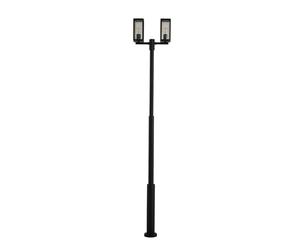 Lucande Lampadaire extérieur Siveta à intensité variable (Moderne) en Noir Aluminium (à 2 lampes, E27) Candélabre luminaire d’extérieur