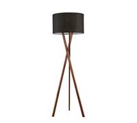 Lucande Lampadaire Tissu Auriane (Scandinave) en Noir Textile e. a. pour Salon & Salle à manger (1 lampe,à E27), Sur Pied, Lampe a de Sol