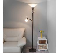 Lucande Lampe sur pied Dunja, blanc/rouille, métal, lampe de lecture Dunja, marron, Salon / Salle à manger, Métal, Maison de campagne / Rustique, Lampadaire