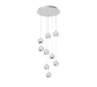 Lucande LED Suspension en verre Hayley (Moderne) Argent Verre e. a. pour Salon & Salle à manger (à 9 lampes,), Luminaire Lampe plafond Plafonnier Suspendue