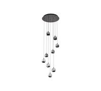 Lucande LED Suspension en verre Hayley (Moderne) Transparent Verre e. a. pour Salon & Salle à manger (à 9 lampes,), Luminaire Lampe plafond Plafonnier Suspendue