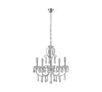 Lucande Lustre en cristal Solveig à intensité variable Argent Cristal e. a. pour Salon & Salle manger (à 5 lampes, E14) Suspension suspension lustre lampe plafonnier