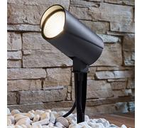 Lucande Projecteur d'extérieur LED Anton, piquet de terre, anthracite, métal Anton, gris, Aluminium, Moderne