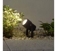 Lucande Projecteur d'extérieur LED Jon, piquet de terre, orientable, IP65 Jon, gris, Aluminium, Moderne