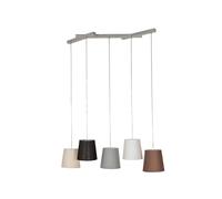 Lucande Suspension en Tissu Thamila à intensité variable (Jeunes, étudiants) Textile e. a. pour Salon & Salle manger (à 5 lampes E27) Luminaire Lampe plafond Plafonnier