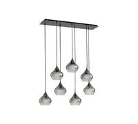 Lucande Suspension en verre Jarven à intensité variable (Moderne) Gris Verre e. a. pour Salon & Salle manger (à 7 lampes, E27) Luminaire Lampe plafond Plafonnier
