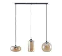 Lucande Suspension en verre Wilja à intensité variable (Antique, Classic) Beige Verre e. a. pour Salon & Salle manger (à 3 lampes E27) Luminaire Lampe plafond