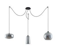 Lucande Suspension en verre Zyli à intensité variable (Antique, Classic) Gris Verre e. a. pour Salon & Salle manger (à 3 lampes, E27), Luminaire, Lampe plafond, Luminaire