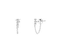 Lucardi Dames Zilveren goldplated oorknop ketting - Oorbellen - 925 Zilver - Goudkleurig, 2, Zilver, Geen