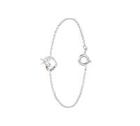 Lucardi Meisjes Armbandje met hanger met plating - Dier - Zirkonia - Moederdag Cadeau - Echt Zilver - Zilverkleurig, 17, Zilver, Zirkonia
