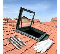 Lucarne en aluminium épaissi pour combles et sous-sol, double vitrage creux trempé pour puits de lumière, fenêtre de ventilation manuelle facile à poser pour grenier(28x15")
