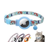Lucarni Airtags Collier pour chat avec clochettes, collier Apple Airtag réglable pour chaton garçon et fille (17,8 à 30 cm), accessoires parfaits pour animaux de compagnie, accessoires (renard bleu)
