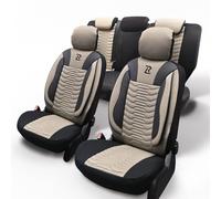 LUCARO Housse de Siège Voiture Universelle Paris - Beige et Noir - Cuir Écologique - Car Seat Cover - Ensembles de Housses - Accessoires Auto