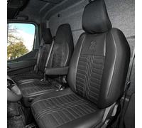 LUCARO Housse Siege Voiture Tornado pour Renault Master 4, Nissan Interstar 3 Noir Dossier et Assise Divisés - Housse de Siege Voiture Tissu Durable et Confortable et Similicuir