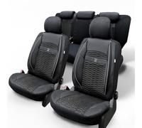 LUCARO Housse Siege Voiture Universel en Cuir Écologique Toro Noir et Gris Ensemble Complet - Ensembles de Housses de Siège Idéal comme Accessoire de Voiture - Protège Les Sièges de Votre Voiture