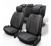 LUCARO Housse Siège Voiture Universelle Paris - Noir Rouge en Cuir Écologique - Car Seat Cover - Ensembles de Housses - Accessoires Auto