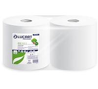 Lucart Professional Ecolucart Eco 1000S CHEV 2 Bobines Blanc de 1000 Feuilles Bobine à Dévidage Central Certifiée Ecolabel, et Certifiée Contact Alimentaire 100% Papier Recyclé, 2 Epaisseurs, Lot de 2