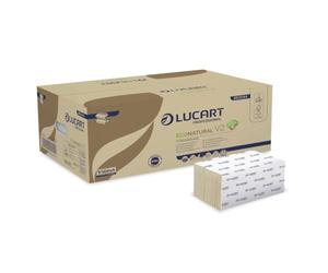 Lucart Professional, EcoNatural V2, essuie-mains pliés en V en Fiberpack, idéaux pour les toilettes publiques et les bureaux, 190 pièces par paquet, 21 x 21 cm, 20 paquets