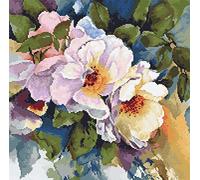 LUCAS Luca-S B2402 Kit de broderie au point croix Motif roses, Taille unique