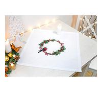 Lucas-S FM015 Couronne de Noël Kit de Point de Croix Nappe Coton Multicolore 45 x 45 cm