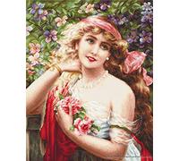 Lucas Young Lady avec roses 18 ct kit de point de croix S