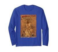 Lucasfilm Indiana Jones Raiders of the Lost Ark Poster Art Manche Longue, Unisexe pour adultes, Bleu Royal, XL