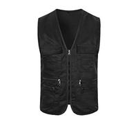 LucaSng Gilet de Multi-Poches Pêche Homme, Respirant Gilet Plein Air sans Manche Gilet Journaliste, Chasse, Pêche, Camping, Photographier Extérieur Militaire Tactique (Noir, L)