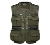 LucaSng Multi-Poches Gilet de Pêche Homme, Respirant Gilet Plein Air sans Manche Gilet Journaliste, Militaire Photographier Tactique Extérieur Chasse Veste Décontractée (Armée Verte, XL)