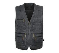 LucaSng Respirant Gilet Plein Air Multi-Poches sans Manche Veste Gilet Journaliste, Gilet de Pêche Homme, Camping, Chasse, Pêche, Militaire Photographier Tactique Extérieur (Gris, 6XL)