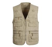 LucaSng Respirant Gilet Plein Air Multi-Poches sans Manche Veste Gilet Journaliste, Gilet de Pêche Homme, Camping, Chasse, Pêche, Militaire Photographier Tactique Extérieur (Marron, 3XL)