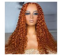 LUCBEI Perruques Bouncy Courly Lace Front Perruque pour Femmes Longue Partie Moyenne Ligne de Cheveux Naturelle Perruques de Cheveux Synthétiques Perruque Carnaval (Couleur : Orange, Taille : 55 cm)